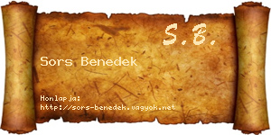 Sors Benedek névjegykártya